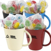 Lollipops In Coloured Double Wall Coffee Cup