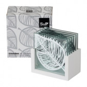 Salt & Pepper Glass 6 Piece Coasters on Stand