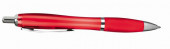 Translucent Ballpoint Pen with Rubber Grip in Red 